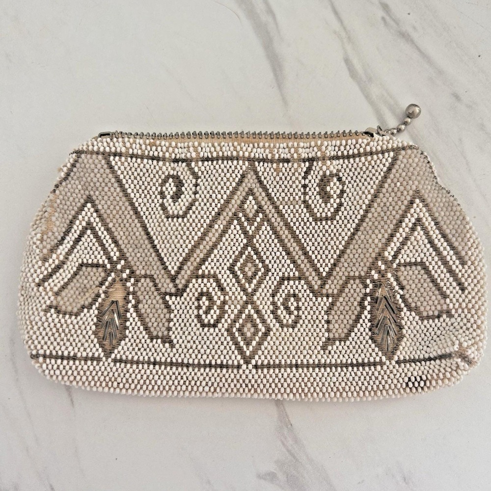 Vintage‎ Beaded Small Clutch Purse Made in Czechoslovakia Art Deco Zipper 1930s